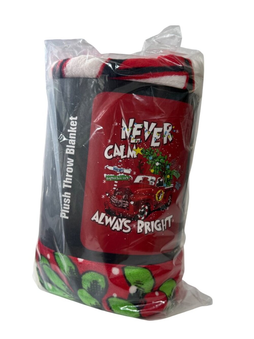 Buc-ees "Never Calm Always Bright" Plush Throw Blanket 50"x70" Red Christmas Des - Picture 4 of 5